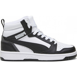 Puma Rebound V6 MID Παιδικά Sneakers Μποτάκια Μαύρα Λευκά 393831-01