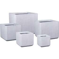 Supergreens Γλάστρα Πήλινη Τετράγωνη Stripe Λευκή 23x23x22 23x23x22 εκ