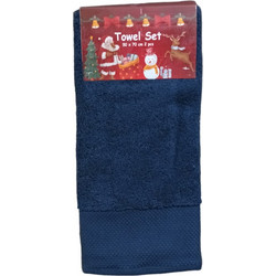 Χριστουγεννιάτικες Πετσέτες Κουζίνας (Σετ 2τμχ) Merry Christmas - Σκούρο Μπλε