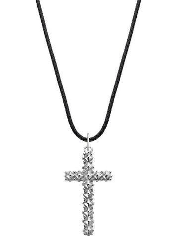 Rebel & Rose NL028-S-70 Studded Cross Black Unisex Necklace 70cm