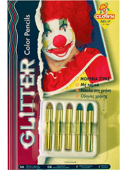 Clown Μακιγιάζ Μολύβια Στρας 5 Χρώματα (70094)