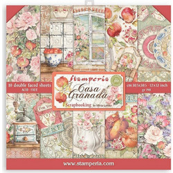 Stamperia 10 Χαρτιά Scrapbooking 30,5x30,5cm Διπλής Όψης Casa Granada