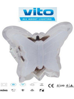 Φωτάκι νυκτός LED με διακόπτη με 3 leds Πεταλούδα σε λευκό χρώμα VITOLIGHT 5200420