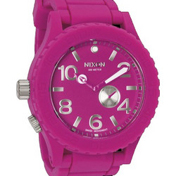 Nixon 51-30 Tide Γυναικείο Ρολόι με Φούξια Καουτσούκ Λουράκι