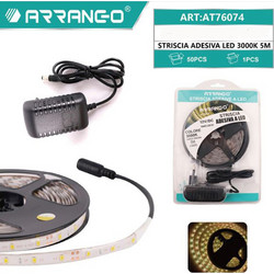 Αδιάβροχη Ταινία LED SMD2835 Τροφοδοσίας 12V με Ζεστό Λευκό Φως Μήκους 5m Arrango AT76074 - Arrango