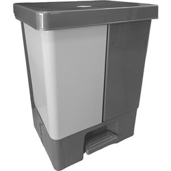 PLANET Διπλός Κάδος Απορριμμάτων 50lt (25lt+25lt) 46x38x57cm με Πεντάλ 2 Θέσεων 2 Εσωτερικούς Κάδους Ανακύκλωσης Γκρι 4.6kg Κουζίνας