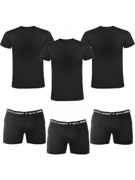 Ανδρικές Φανέλες & Μπόξερ 6Pack / Μαύρο