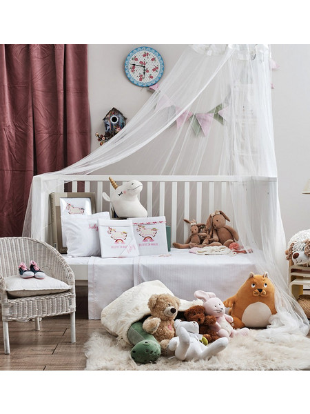 Cokitex Unicorn Σετ Βρεφικά Σεντόνια Κούνιας Βαμβακερά 120x160 White/Pink