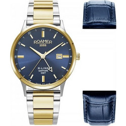 Roamer R-Line Ανδρικό Ρολόι με Ασημί Χρυσό Μεταλλικό Μπρασελέ 990987474505