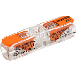Original Wago 221-2411 Splicing Connector, 2xWires, 32A, 450V (Cables 0.2-4mm)
