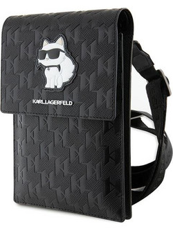 Karl Lagerfeld Τσάντα KLWBSAKHPCK μαύρη/black Saffiano Monogram Choupette