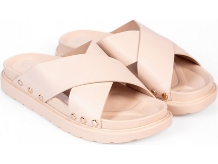 Σανδάλια flatform με φάσες χιαστί - Nude