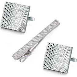 Set Ανδρικά Μανικετόκουμπα Original Men's Fashion και Clip Γραβάτας Από Ατσάλι Σε Ασημί Luxury Silver