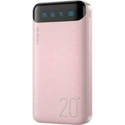 WK WP-163 Minre Power Bank 20000mAh με 2 Θύρες USB-A Pink