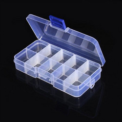 Clear Plastic Box (10 Grids) 130 x 68 x 23 mm
