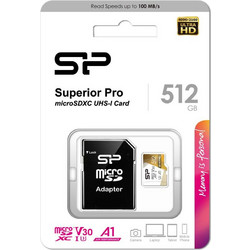 Silicon Power Superior Pro microSDXC 512GB Class 10 U3 V30 UHS-I A1 + Adapter