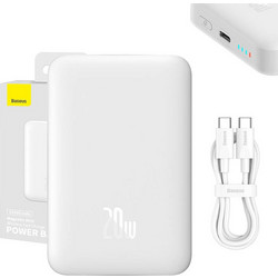 Baseus Magnetic Mini Wireless Magsafe Power Bank 10000mAh 20W με Θύρα USB-C Power Delivery White