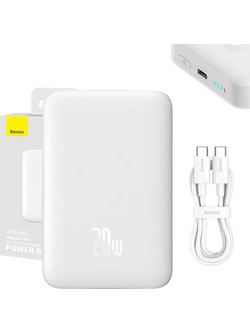 Baseus Magnetic Mini Wireless Magsafe Power Bank 10000mAh 20W με Θύρα USB-C Power Delivery White