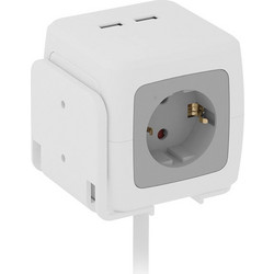 BULLE ΠΟΛΥΠΡΙΖΟ ΚΥΒΟΣ 4 ΘΕΣΕΩΝ +2 USB 1.5m 607070