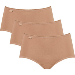 Sloggi Βαμβακερά Ψηλόμεσα Γυναικεία Slip Μπεζ 3Pack 10167191-6239