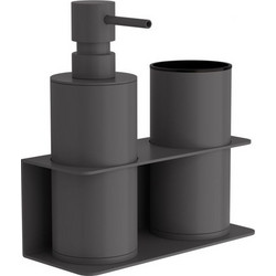 Επιτοίχια Dispenser & Ποτηροθήκη - Matt Anthracite, Pam & Co, W17 x D7 x H19 (cm) 80-113