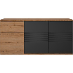 Otello Μπουφές Με 3 Πόρτες Και 1 Συρτάρι 180x47x87εκ. Helvezia Oak / Μαύρο
