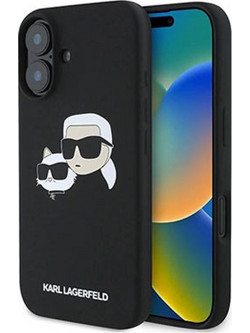 Karl Lagerfeld Liquid Silicone Karl & Choupette Heads Θήκη για iPhone 16 Μαύρο