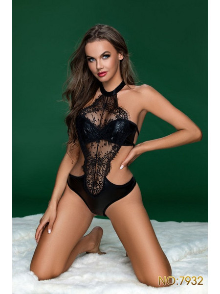 Join Γυναικείο Sexy Κορμάκι Με δαντέλα σχέδιο 7932-02 Μαύρο