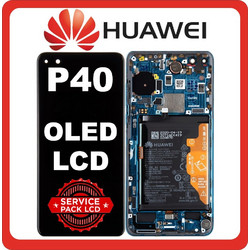 Original Huawei P40 (ANA-AN00, ANA-TN00) OLED LCD Οθόνη + Touch Screen Digitizer + Frame Bezel + Battery Deep Sea Blue 02353MFU