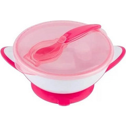 Bowl With Suction Cup And Spoon - Pink 1063/03