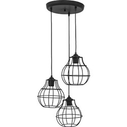 Heronia Lighting Κρεμαστό Φωτιστικό Οροφής Πλέγμα Τρίφωτο E27 Μαύρο Φ40cm PUMKIN FUN-50 Pendel 3L