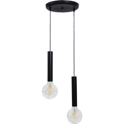 Heronia Lighting Κρεμαστό Φωτιστικό Οροφής Δίφωτο Μαύρο 34-0192