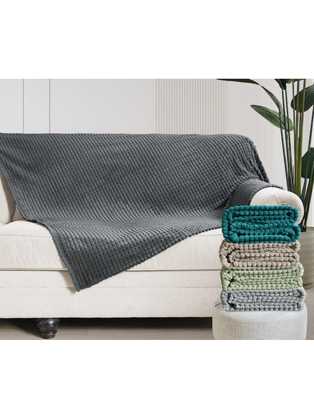 Κουβέρτα - Ριχτάρι flannel ζακάρ Σχ.Edward 100% polyester Light Grey 150x220cm