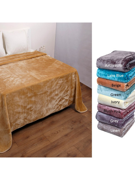 Κουβέρτα Βελουτέ Υπέρδιπλη (220x240) Anna Riska Unicolour Velour Blush Pink