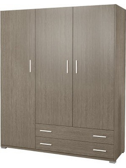 Sarris SB Τρίφυλλη Ντουλάπα Ρούχων 3 Σταχτί 110x50x180cm