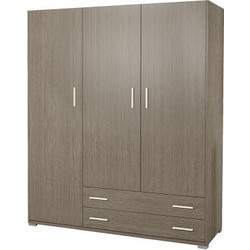 Sarris SB Τρίφυλλη Ντουλάπα Ρούχων 3 Σταχτί 110x50x180cm