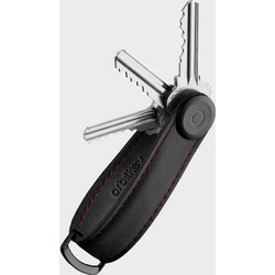 ORBITKEY Key Organiser Crazy Horse Leather - Obsidian Black/Red Stitching