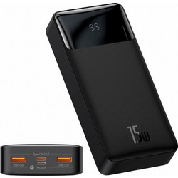 Baseus Bipow Power Bank 20000mAh 15W με 2 Θύρες USB-A & Θύρα USB-C Black