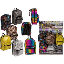 Purse Metallic Backpack With Zipper & Carabiner 11,5 X 14 Cm 6 Χρώματα - 1 τμχ (02/5052)