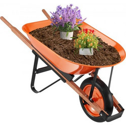 Καρότσι VEVOR Καρότσι, 5 Cu.Ft.Φορτίο & χωρητικότητα 330 λίβρες, καροτσάκι κήπου με έναν τροχό, καρότσι κήπου με μεταλλική λαβή & 16" φαρδιές ρόδες, εύκολη φόρτωση καροτσάκι και βαγόνια για γκαζόν