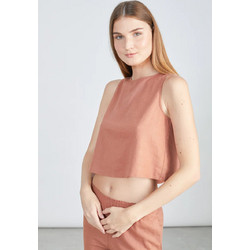 24COLOURS Top Γυναικεία Μπλούζα Linen/Viscose Relaxed Fit - Rust 12336b