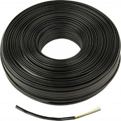 CABLEXPERT FLAT TELEPHONE CABLE STRANDED WIRE 100m BLACK 4 WIRES