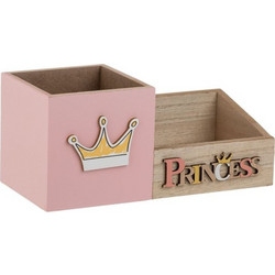 Μολυβοθήκη Γραφείου Ξύλινη Ροζ 3D Princess 20x9x9cm