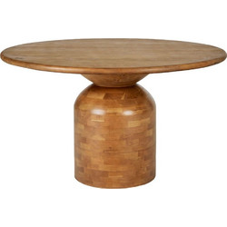 MaisonPlus Τραπέζι Τραπεζαρίας Cupola Στρογγυλό Καρυδί 130x130x77cm