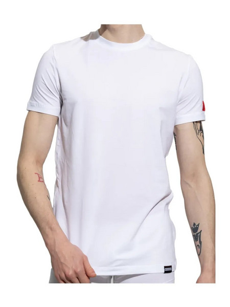 DSQUARED2 Ανδρικό T-Shirt BE ICON Arm Logo, Χρώμα Λευκό-Κόκκινο