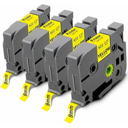 Pristar 9mm Compatible Labelling Tape Cassette Replacement for Brother E110 TZe-631 TZ-631 TZe631 Black on Yellow (4pcs)