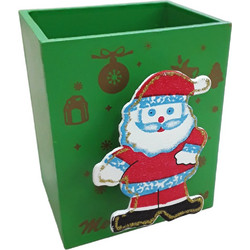 Χριστουγεννιάτικη Μολυβοθήκη Ξύλινη Green Santa1 09000830001