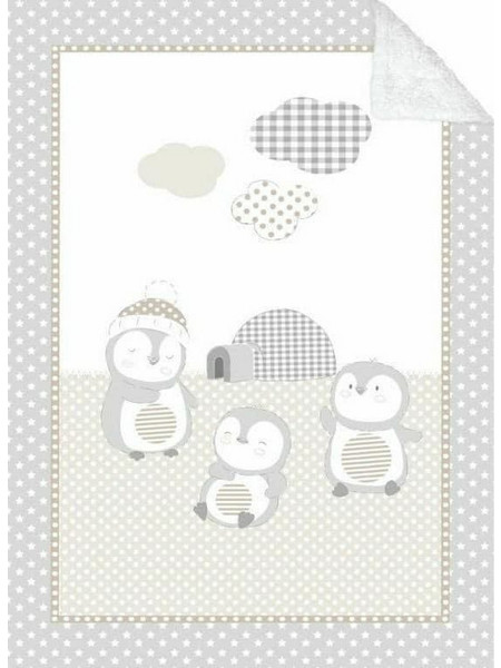KikkaBoo Pingui Family Dots Κουβέρτα Κούνιας Βελουτέ 110x140 Μπεζ