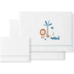 Interbaby Leon Σετ Βρεφικά Σεντόνια Κούνιας Βαμβακερά 115x175 White/Grey