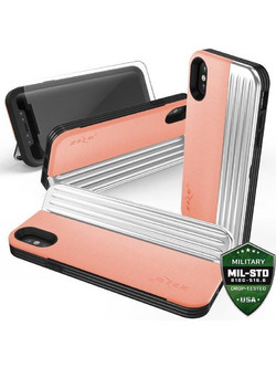 Zizo Retro Series - Wallet Back With Magnetic Closure And Built-In Kickstand For Iphone Xs / X (Peach/Silver) - (RET-IPH8-PHSL)